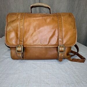 Frye Vintage Leather Flap Top Briefcase Messenger Bag